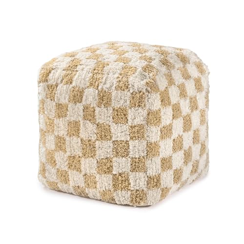 Anji Mountain Pouf Ottoman Foot Rest, Handmade Ottoman Pouf, Comfortable Foot Stool, Decorative Floor Seating for Living Room Decor, Bedroom & Home Décor Accent - Beige by Anji Mountain - Used condition - US$45.81