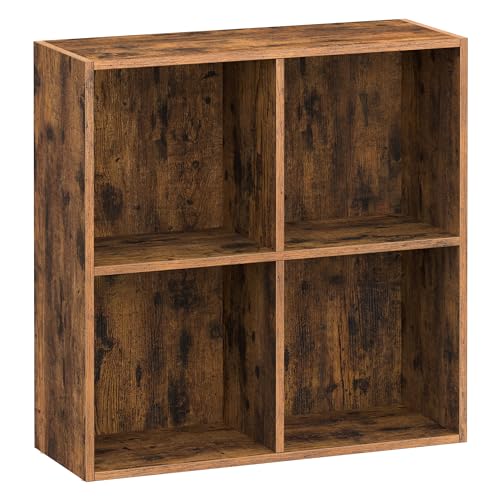 VASAGLE Bookcase Cube Shelf with 4 Compartments 9.4 x 26 x 26 Inches