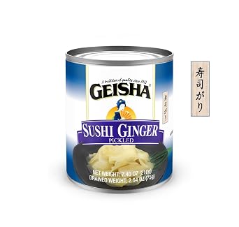 GEISHA Sushi Ginger Pickled 7.40oz Pack of 12, Pickled Ginger| Gluten Free 60 Calories per can For Sushi Use