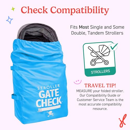 Image of J.L. Childress Gate Check Bag for Single & Some Double Strollers - Travel Bag for Airplane, Fits Most Standard Baby Strollers, Airport Accessories Gate Check, Flying Essentials - Neon Blue
