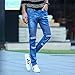 YTD Mens Distressed Ripped Biker Slim Jeans Stretched Moto Denim Pants Blue