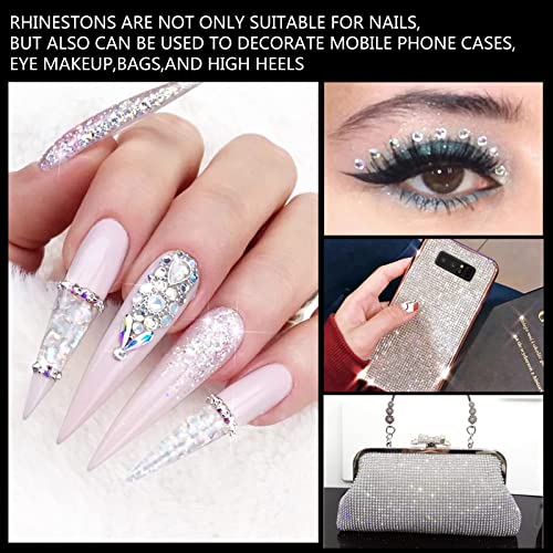 Nail Art Rhinestones Kit, 5160Pcs Gems Crystal Rhinestones For Nails Flat Back Diamond Decoration Supplies And Clear Ab Crystal Rhinestones, With Glue Brushes, Wax Pen, Tweezers #TOP27