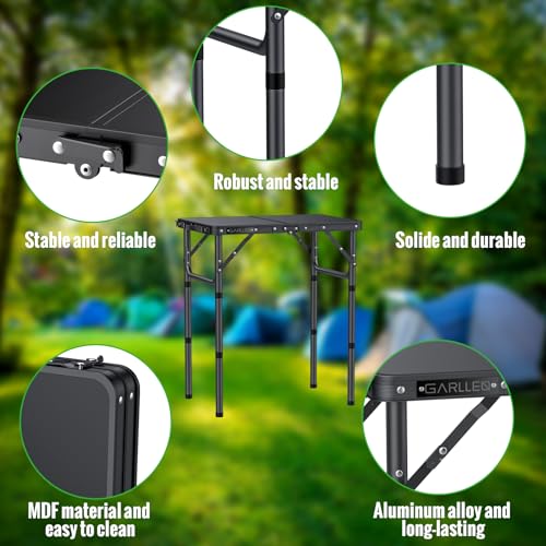 Table de camping pliable GARLLEN réglable pour résoudre le manque d'espace