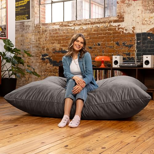 Jaxx Pillow Saxx 5.5-Foot - Huge Bean Bag Floor Pillow and Lounger, Charcoal