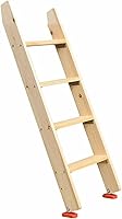 Vista 1 de Escalera para litera de 3 escalones, 4 escalones, 5 escalones, para personas pesadas, escaleras de madera con soporte de ganchos y pies Natural