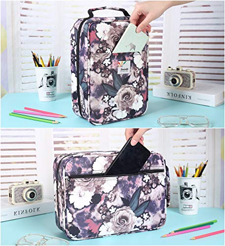 Image of Pencil Case Slot Holds 270 to 274 Colored Pencils or 180 to184 Color Gel Pens with Zipper Closure Large Capacity Nylon Pen Organizer for Artist Gray Rose