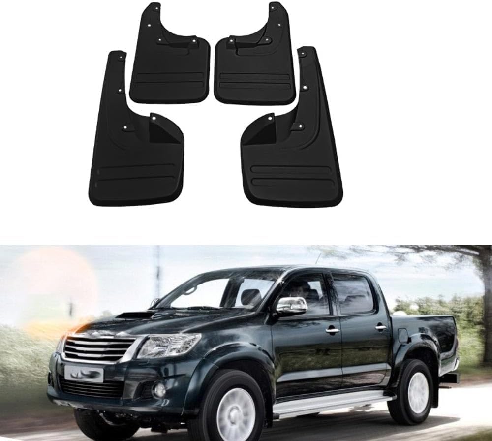 RESKIU 4PCS Mud Flaps for Toyota Hilux Vigo 2006-2014, Splashproof No Drill Easy Install Front Rear Wheel Protection Fender Mudflaps All-Weather Splash Guards