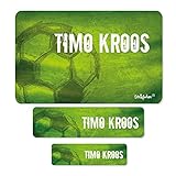 Striefchen® Schuletiketten mit Namen im 100er Pack - Fußball - ideal für das Beschriften von Heften und Büchern in der Schule