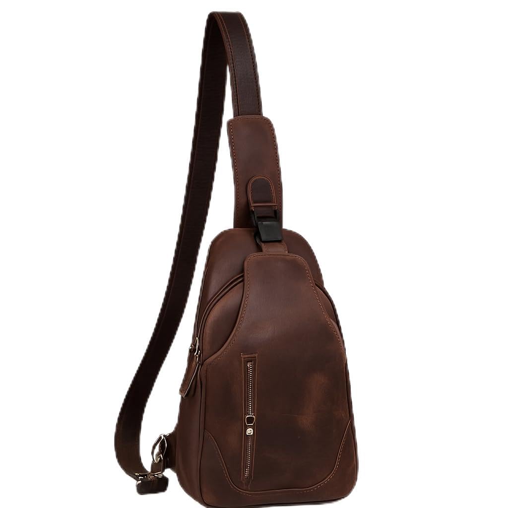 pranjals house Leather Sling Cross Body Travel Bag with Metal Zippers Sling Bag Messenger Bag for Unisex-picture-25