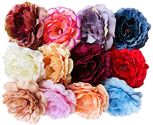 Amuhou Womens Rose Flower Hair Clip Flower Brooch for Bridal Headpiece,Flamenco Dancer (Camellia 12Pcs)
