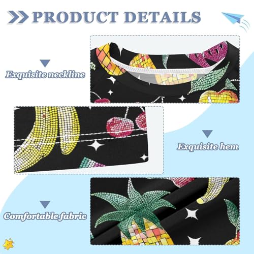 ALAZA Kids Rash Guard Boys Toddler Swim Shirts Short Sleeve Fruits Geometric UPF 50+ 3T3