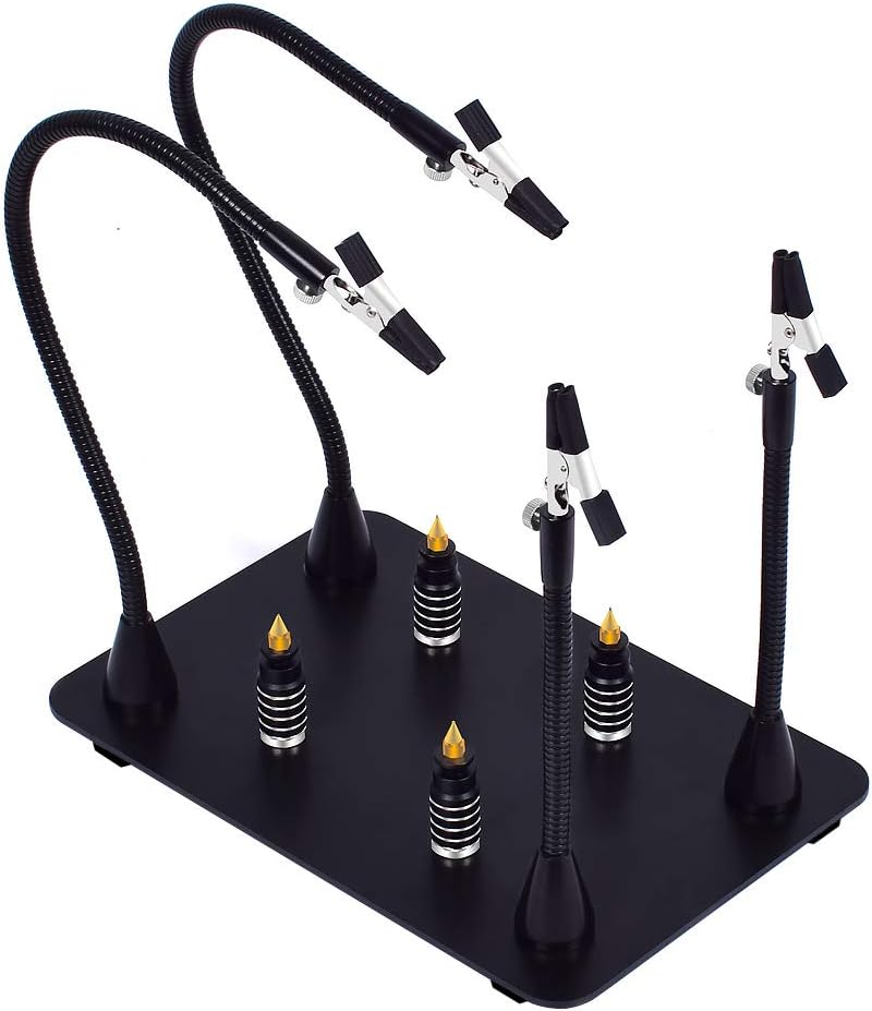 Magnetic Helping Hand, Soldering Helping Hands, 4 PCB Pillars Circuit Board Holder with Flexible Metal Arms Heavy Duty Base Electronic Repair Tool
