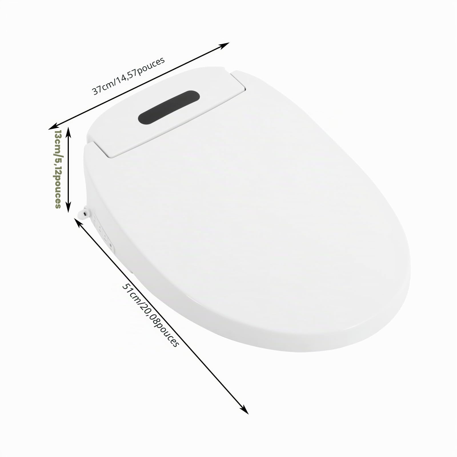 Abattant WC Japonais Intelligent, Siège WC Chauffant avec Jet Lavant, Télécommande, Séchage, Veilleuse LED, Buse Autonettoyante, 4 Températures, Abattant WC Lavant 37 x 51 x 13 cm
