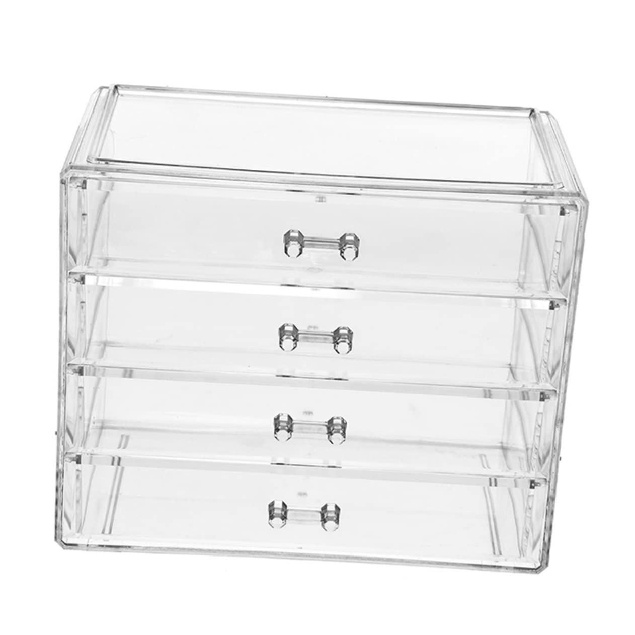 Transparenter Kosmetikkoffer aus Acryl mit 4 Schubladen Geschlossener Schminke Aufbewahrungsbehälter für Lippenstift und Make Up für Haushalt