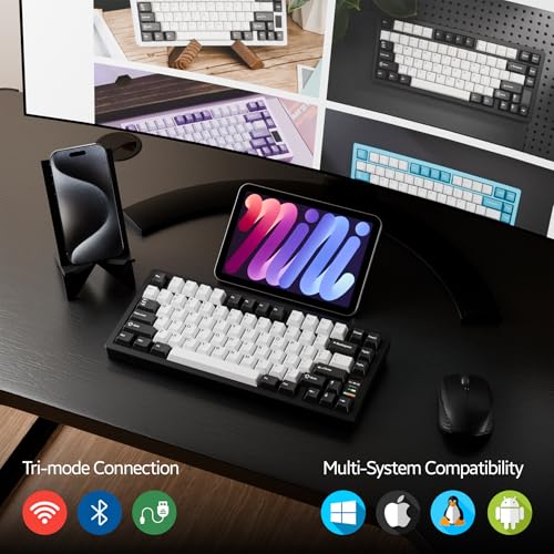 Image of Chilkey ND75 Aluminum Keyboard 75% Percent Wireless Gaming Mechanical Keyboard with LCD Screen, Quick Assembly, BT /2.4G /USB-C, Hot Swappable Per-key RGB Custom Black Keyboard for Windows, MacOS
