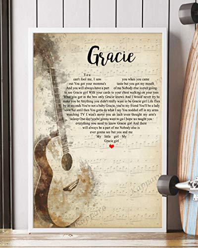 Kapparo Decor Gift - Gracie Song Lyrics Portrait Poster Guitar [v2] Wall Art Print (11" x 17")