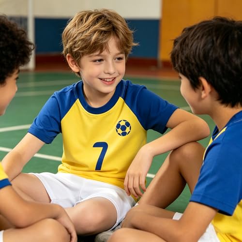 Image of Soccer Jersey Kids Boys Argentina Jersey Shirt Soccer Boys Tshirts Round Neck Short Sleeve Top