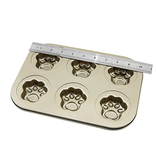 Aogvna 6-Cup Madeleine Pan Nonstick Small Baking Pan Cat Baking Mold Heavy Carbon Steel, 2 Pack(Golden) #TOP5