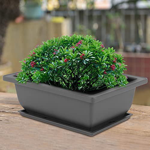 Ticarus 10 Packungen Bonsai Trainings Töpfe mit Tablett Kunststoff Bonsai Pflanzen Anbau Topf für Garten Hof Wohnen Zimmer Balkon 16,5X12Cm - Image 4