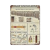 ヴィンテージ ブリキ看板 葉巻 知識 ヴィンテージ 壁装飾 ビンテージアート ブリキ看板 楽しい装飾 ホームバー ビストロ パブ カフェ 葉巻バー ファームルーム メタルポスター 知識を教える 葉巻愛好家のためのメタルサイン 12x16インチ