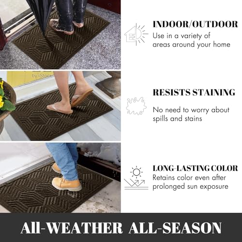 Yimobra Extra Large Door Mat 60x32, All-Season Waterproof Outdoor Mats for Front Door Entrance with Drainage Holes, Heavy Duty Non-Slip Doormat for Garage Patio Entryway Indoor, Brown