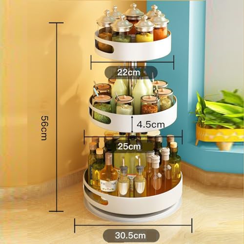 Étagère à épices rotative en métal réglable Lazy Susan pour cuisine, salle de bain, chambre à coucher – Solution de rangement multifonctionnelle