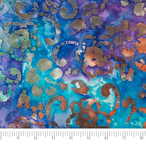 SINGER Fabrics 100% Cotton Batik Collection 42 Wide Craft & Quilt Fabric for Sewing Green and Purple Flower Cut by the Yard