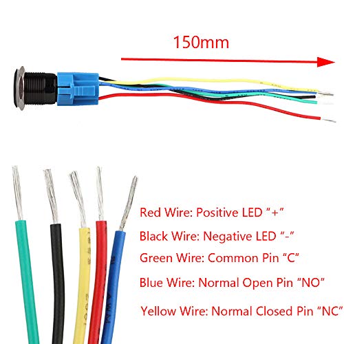 Interrupteur à bascule métal résistant bouton phare 12V LED bleue - 5
