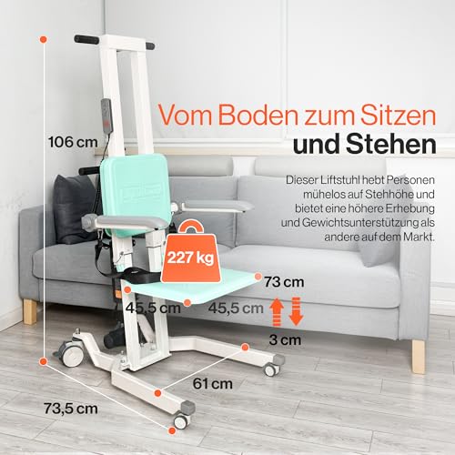 SuperHandy GoRise Elektrischer Boden-zu-Stehlift - 227 kg Kapazität, Stehhilfe, tragbar, verstellbar, ergonomisch, einfache Lagerung, zum Patent angemeldet (TX (Transfer Lift))