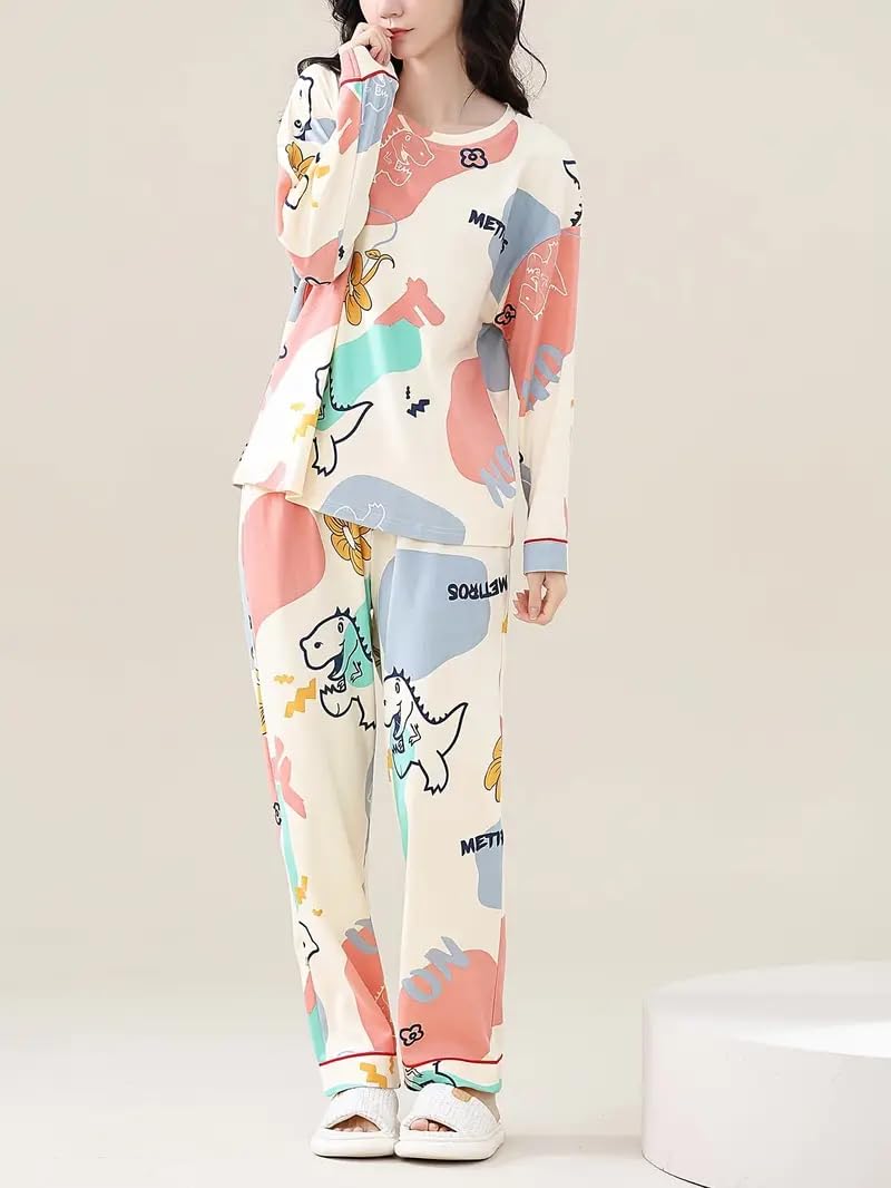 Celary Korean Style Women’s Night Suit|| Cute Printed Pajama Set|| Long Sleeve Top & Pants|| Soft Cotton Loungewear||Winter Night Suit - Image 4 thumbnail