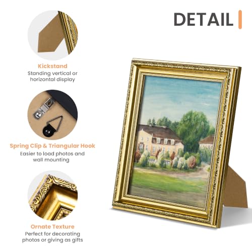 Image of upsimples Vintage 8x10 Picture Frame, Antique Gold Frames, 2 Pack