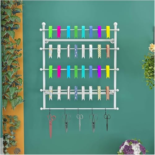 Support de rangement de ruban mural et porte-foulard blanc