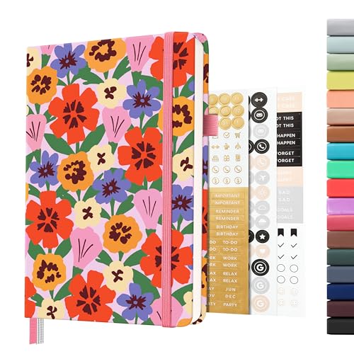 La Mejor Selección de Punto para Mujer Top 5. 46 &And Per Se - Cuaderno de diario punteado para mujeres y hombres con patrón, tapa dura A5, 160 páginas de papel de puntos grueso de 100 g/m², 3 hojas de calcomanías incluidas...