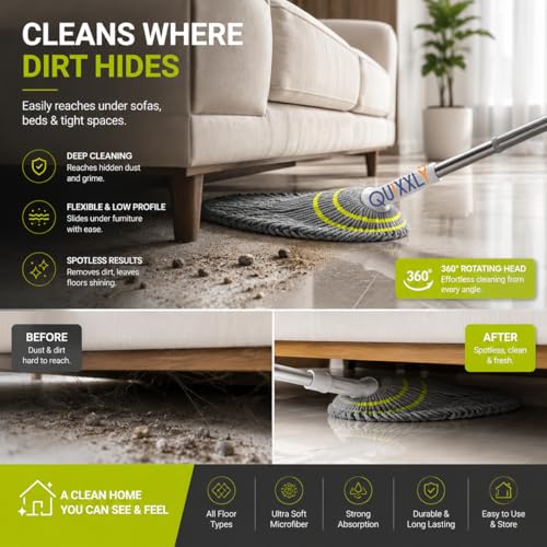 Image of 360 Microfiber Spin Mop Head Refill with Super Absorbent Cotton Strands | Premium Grey Microfiber Mop Refill Head for Easy Wet & Dry Floor Cleaning