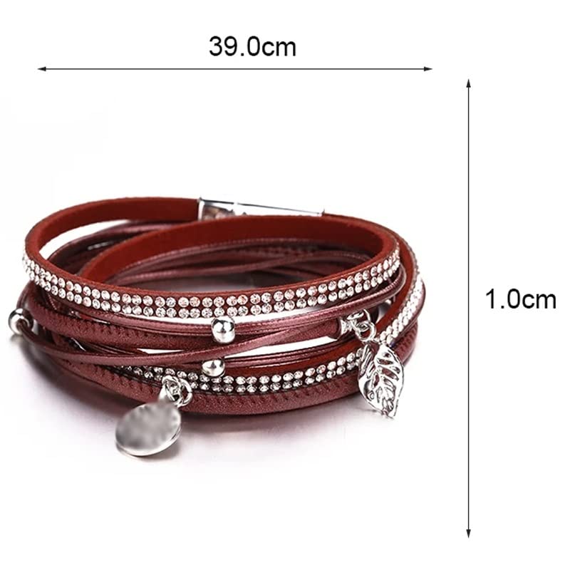 Pulseras Mujer Boho Multicapa Pulseras De Cuero Brazaletes Mujer (Tamaño : 1)