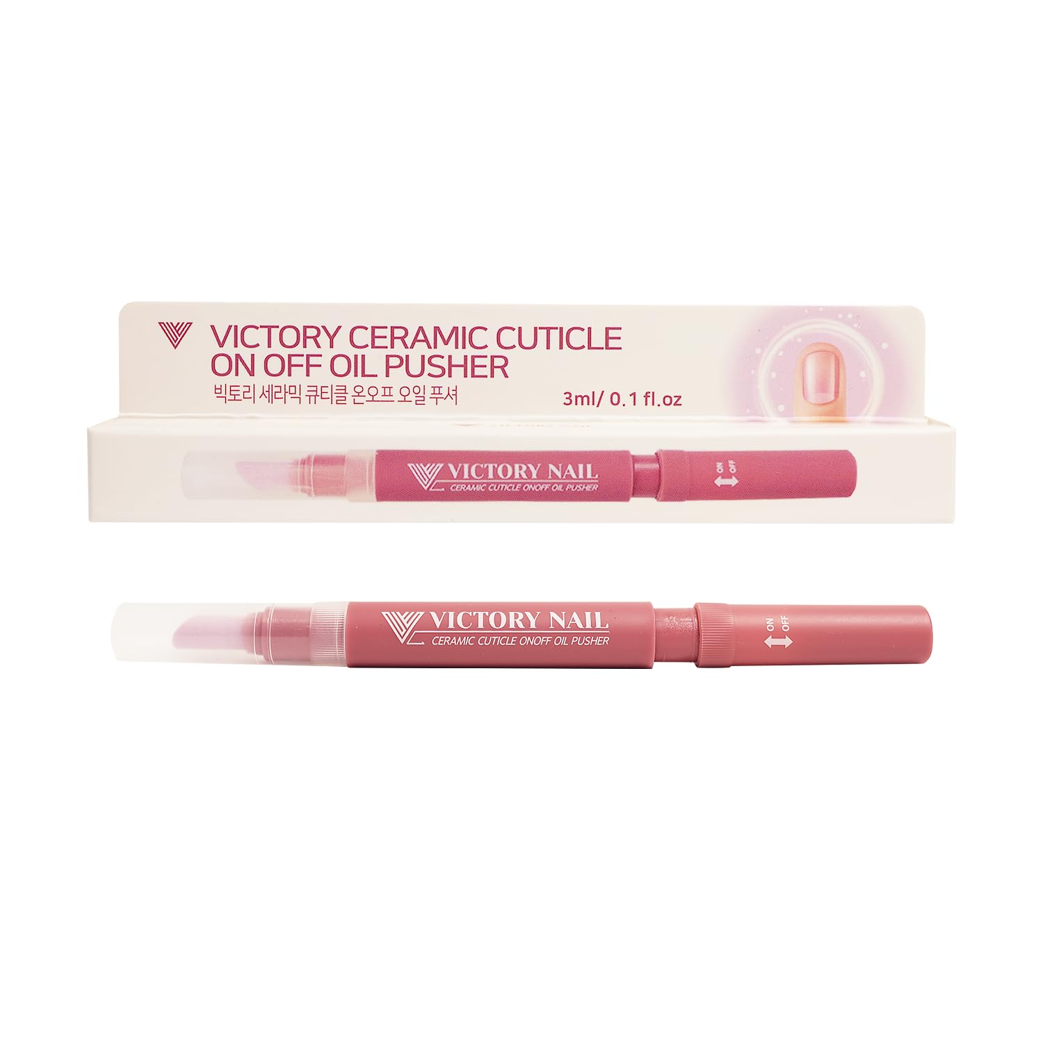 VICTORY NAIL Ceramic Cuticle On/Off Oil Pusher Cuticle Pusher (4 colors) (Rose)