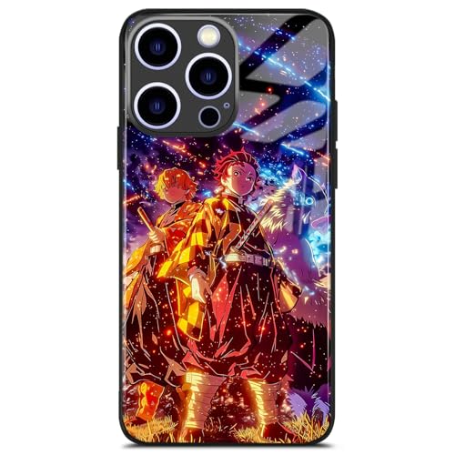 Akatxezy Tanjiro, Inosuke and Zen'itsu Anime Phone Case Stylish Manga Design Cover Tempered Glass for iPhone 16e