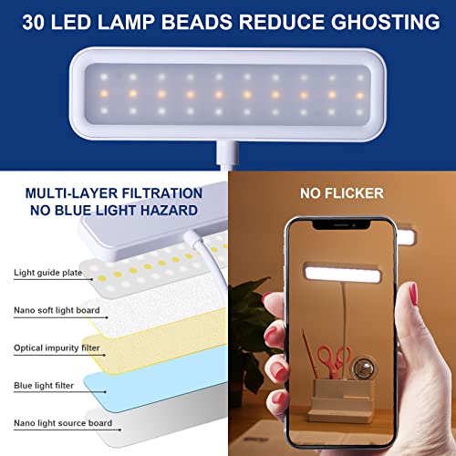 PULRELAS Small LED Desk Lamp with Pen/Phone Holder, Rechargeable Desk Light with Flexible Gooseneck, 3 Color Modes, Stepless Dimming, Eye Caring, Small Study Lamp for Dorm, Bedroom - Image 5