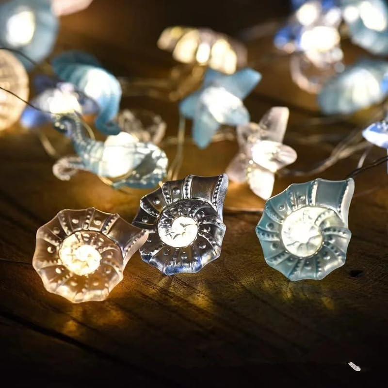zhonghua Sea Fairy String Light, 3M 30LED Beach String Lights Ocean Decor String Lights Silver Wire Battery (Conch)