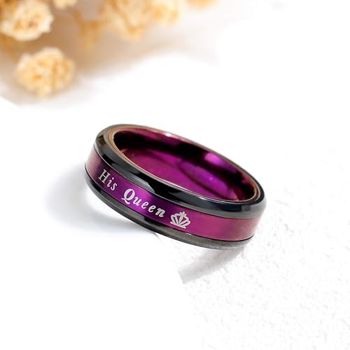Miniatura 4 de Juego de 2 anillos a juego para parejas de rey y reina, anillos de compromiso de acero inoxidable