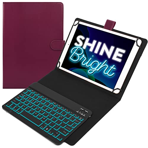 Cooper Backlight Executive Keyboard Case for 9, 9.7, 10, 10.1, 10.2, 10.5" Tablets | Bluetooth Keyboard & Leather Folio, 7 Color Backlit with Hotkeys