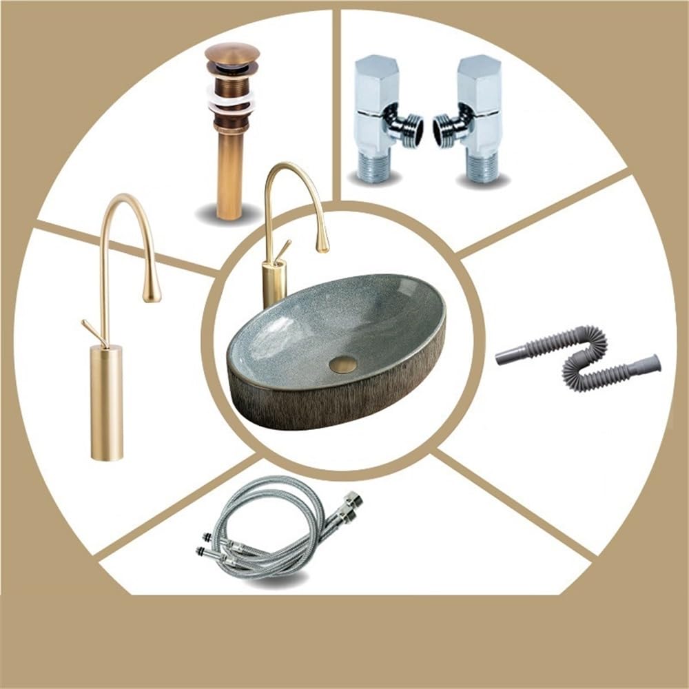 Lavabo da appoggio Oval Bathroom Sink Above Counter Porcelain Ceramic