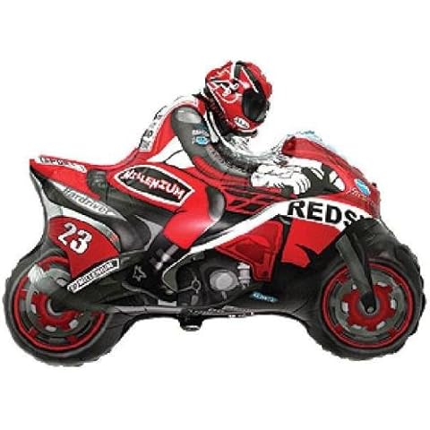 Red Moto Racing Motorbike Shaped 26" Foil Balloon Cover