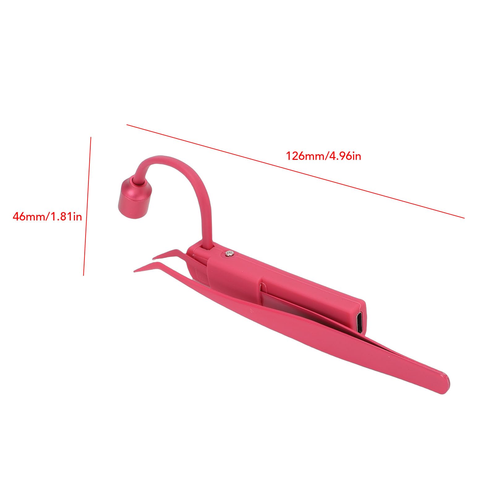Topiky Pinzas de Pestañas para Extensiones de Pestañas, Lámpara de LED 1W 395nm Pinzas de Luz de Curado de Pegamento Rápido, Ajuste de Rotación de 180°, Compactas y Portátiles (rojo)