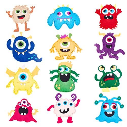 WEBEEDY Kit de Manualidades de Costura de Fieltro Kit de Costura DIY Pequeños Monstruos Animales del Bosque Peluches de Fieltro Juguetes Hechos A Mano Juego de Costura Educativo para Principiantes Cover