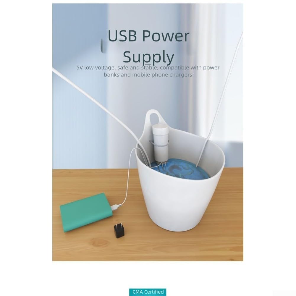 Pompe de drainage USB pour climatiseur, système silencieux d'élimination des condensats avec 5 V, 15 m, débit 450 ml/min pour unités AC 1-3P, kit d'installation (8 m)