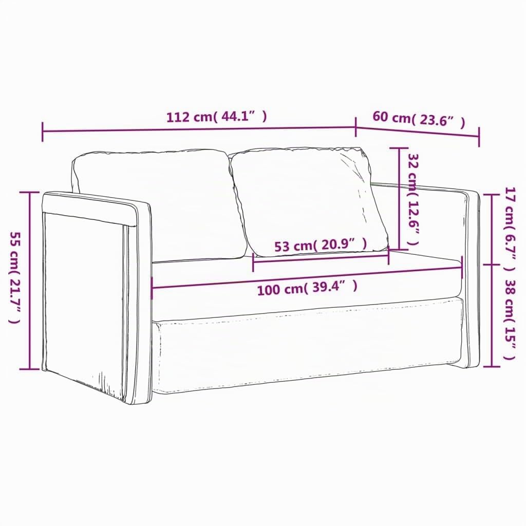 SECOLI Divano Letto Matrimoniale 2 Posti 112x174x55 cm Grigio Pelle Sintetica
