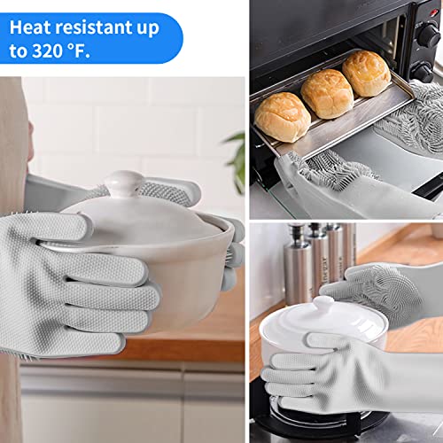 Kkd Silicone Dishwashing Gloves For Kitchen, Silicone Scrub Cleaning Gloves,Reusable Rubber Washing Gloves,Silicone Gloves Brush For Dishes, Cars, Pet, Household Cleaning(Gray) #TOP5