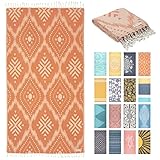 FESHKA Sand Free Turkish Beach Towel (37 x 67) Quick Dry Bath Towel, Oversized Beach Blanket, Lightw