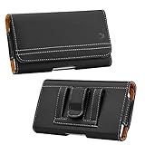 iCellCover Luxmo Q20 Black Leather Horizontal Universal Pouch for HTC One M7/Samsung S6 and S7